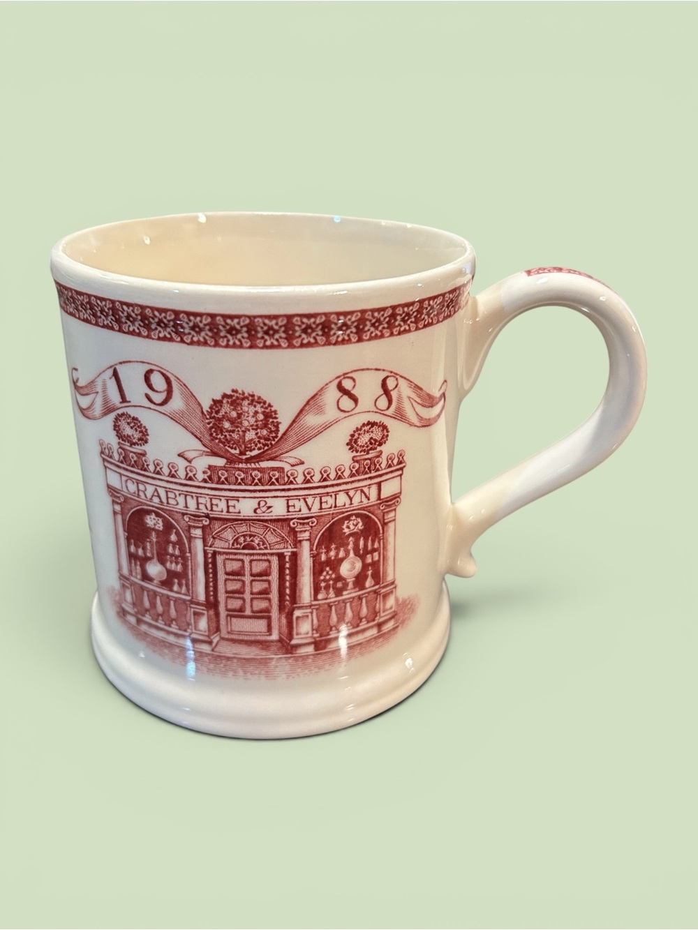 Crabtree & Evelyn 1988 Pink/White Annual Collectible Mug - Pre-Owned No Box